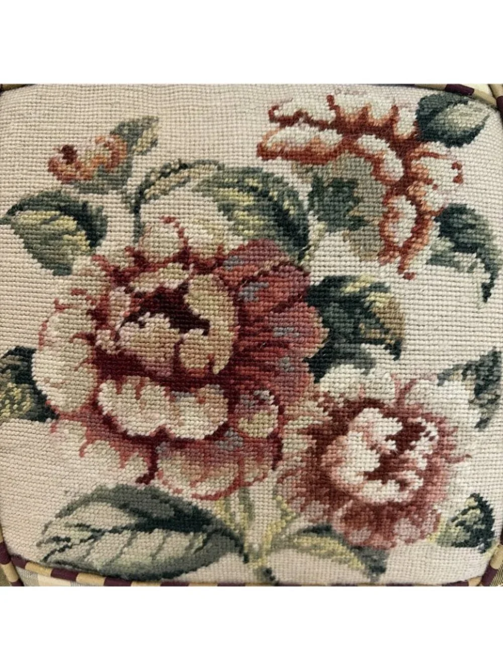Vintage Petit Point Roses Needlepoint Pillow 12X16